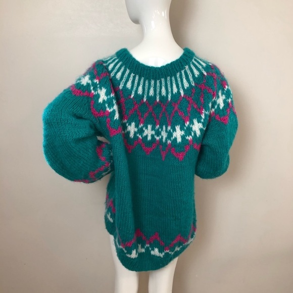 Hand Knit Fair Isle Sweater XL - Picture 3 of 6